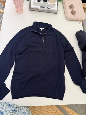 Reiss Men's Navy Half-Zip Sweater